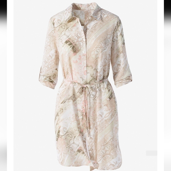 Chico's Bold Pattern Stripe Button-Front Tunic/Dress - Picture 1 of 5